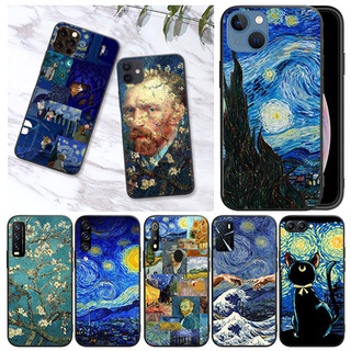 เคสโทรศัพท์มือถือแบบนิ่ม ลาย The Starry Night สีดํา สําหรับ Samsung J4 J6 J8 2018 J4 J6 Plus J4 J6 Prime J7 J7 Core