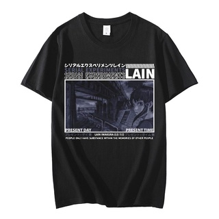 T-shirt  เสื้อยืด พิมพ์ลายอนิเมะ Serial Experiments Lain สไตล์ญี่ปุ่น สําหรับผู้ชาย#39; s เสื้อยืดลําลอง ผ้าฝ้าย แขนสั้น