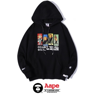 Aape เสื้อกันหนาว มีฮู้ด ผ้าฝ้าย พิมพ์ลาย แฟชั่นสําหรับผู้ชาย และผู้หญิง