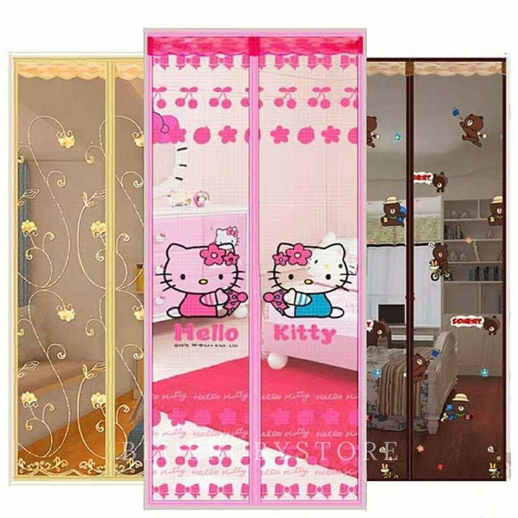 พร้อมส่ง💕 ม่านกันยุง กันแมลง ม่านประตูแม่เหล็ก (90x210cm) มุ้งกันยุง ลายการ์ตูน | Bluerubystore