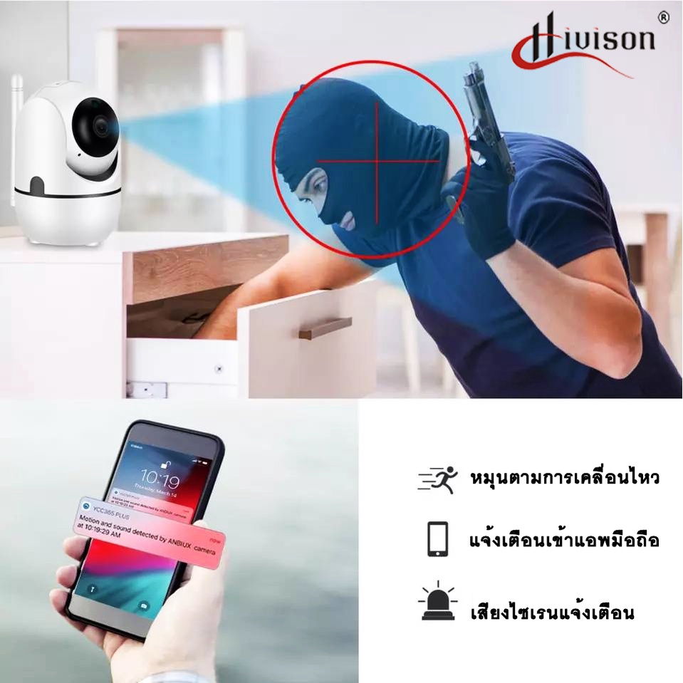 Hivison กล้องวงจรปิดไร้สาย ICAM365 5MP HD PTZ Wirless IP camera cctv กล้องรักษาความปลอดภัยในบ้าน อินฟาเรด ภาพชัดในที่มืด