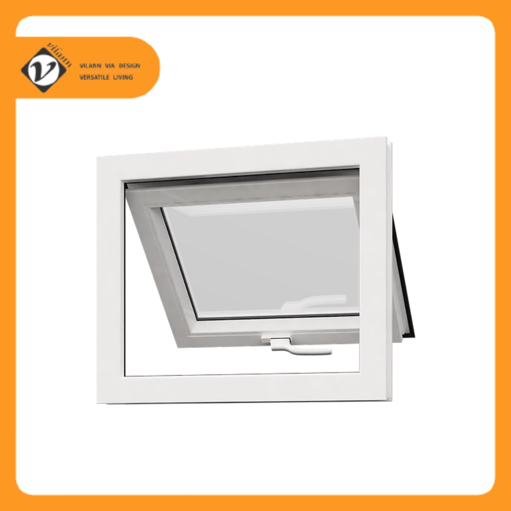 Vilann หน้าต่างบานกระทุ้ง uPVC พร้อมมุ้งบานเปิด ขนาด 60x50 ซม. สีขาว