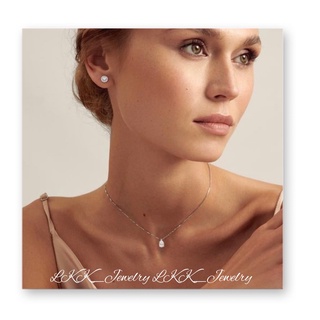 สร้อยคอหยดน้ำแฟชั่นเกาหลี Water Drop Zircon จี้สร้อยคอ Clavicle Chain สร้อยคองานชุบ14K