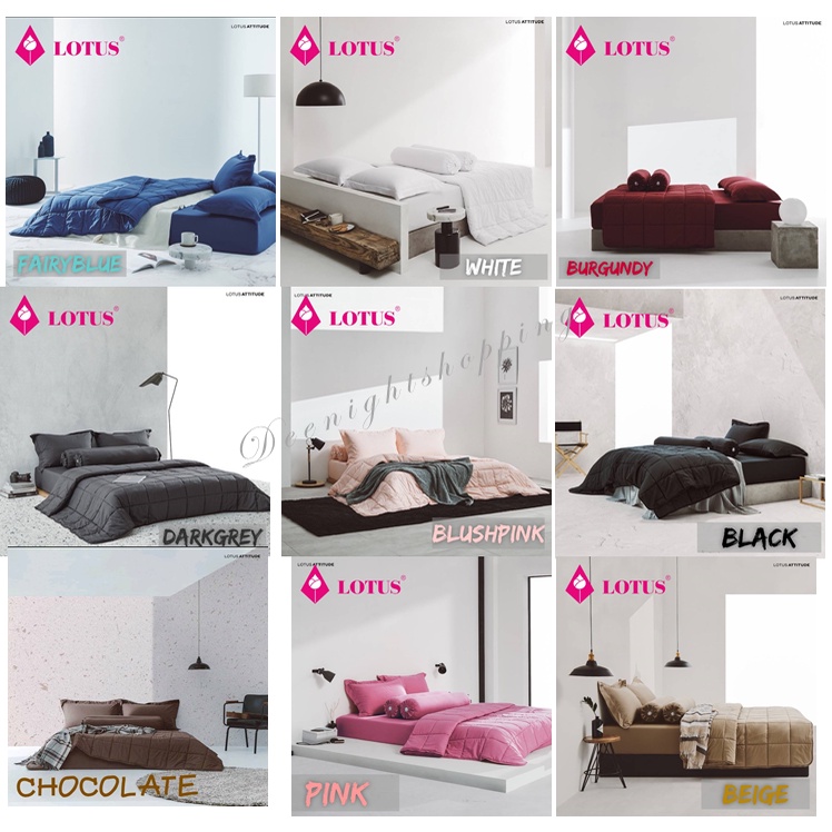 ชุดผ้าปูที่นอน+นวมเย็บติด ขนาด3.5 ,5 ,6ฟุต Lotus รุ่น ATTITUDE รุ่นใหม่ล่าสุด