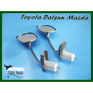 TOYOTA DATSUN MAZDA with for UNIVERSAL RN PAIR FENDER DOOR MIRRORS "CHROME" CURVE  // กระจกมองหลัง มองข้าง โครเมี่ยม