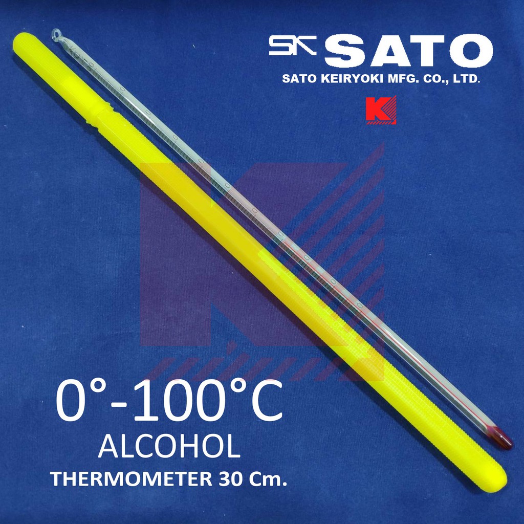เทอร์โมมิเตอร์ แก้ว 0 ถึง 100 องศา สีแดง(แอลกอฮอล์) ขนาด 30 ซม.