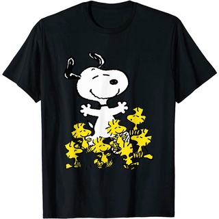 ผ้าฝ้ายคอกลม100%cotton เสื้อยืดผู้ชาย Peanuts Snoopy Chick Party T-Shirt men เสื้อ ยืด ผู้ชาย คอกลม โอเวอร์ ไซส์from S-4