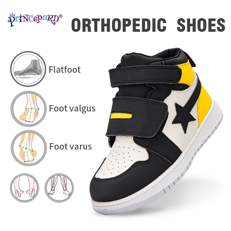การเลือกคุณภาพอย่างเข้มงวดKids Sneakers Children Orthopedic Shoes Tip toe walking HighTop Ankle