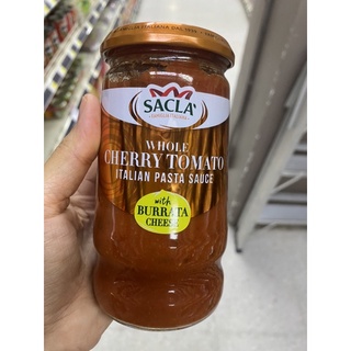 ซอส สำหรับ ราดพาสต้า ผสม บูราต้าชีส ตรา แซคล่า 350 G. Whole Cherry Tomato Italian Pasta Sauce With Burrala ( Sacla Brand )