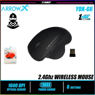 เมาส์ไร้สาย  ARROW X YDK-G6 2.4 WIRELESS MOUSE Ergonomic Design เมาส์ไร้สาย 1Y.