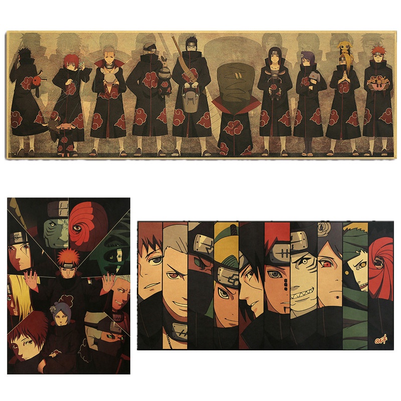 อะนิเมะนารูโตะแสงอุษาตัวละครปวดโปสเตอร์วินเทจตกแต่งห้องจิตรกรรมตกแต่งผนังศิลปะผนังกระดาษคราฟท์สติ๊กเกอร์ติดผนัง