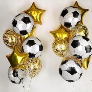 10pcs/lot 18inch Football Star Foil Balloons Gold Confetti Helium Balloon Football Soccer Theme Party Sports Meet Boy Birthday Decor