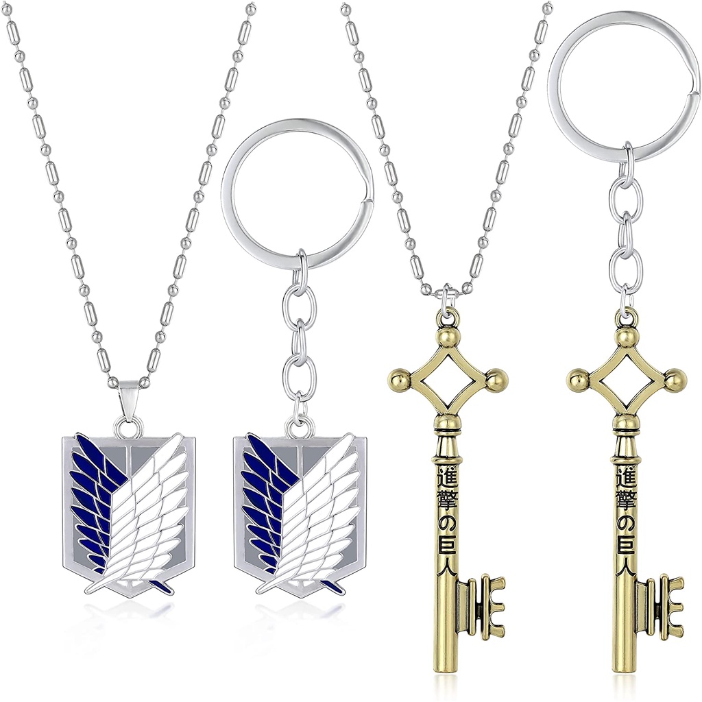 สร้อยคอคู่รัก ลายโลโก้ Attack on Titan Shingeki no Kyojin Eren Jaeger Key & Survey Corps