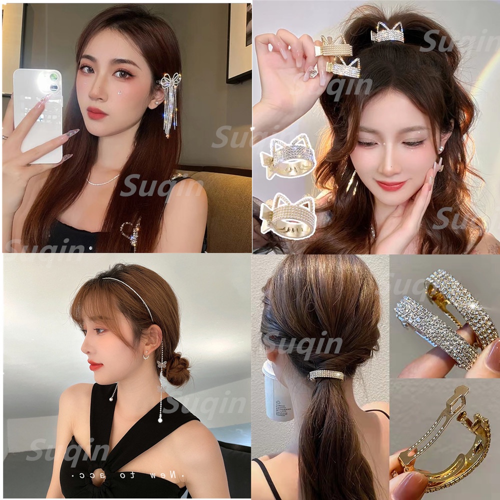 กิ๊บติดผม ประดับเพชร สไตล์เกาหลีใต้ ลดราคา สําหรับเด็กผู้หญิง