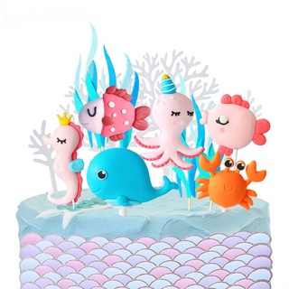 【พร้อมส่ง】ของตกแต่งเค้ก รูปมหาสมุทร ขนาดเล็ก สําหรับตกแต่งเค้ก