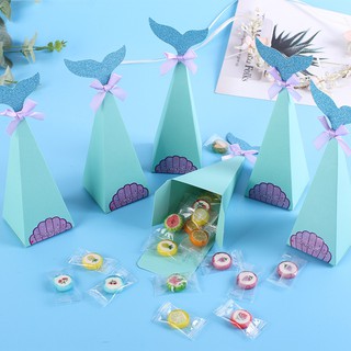 🍍🍍 PK  🍍🍍สินค้าพร้อมส่ง 2 ชิ้น กล่องของขวัญ  ของชำร่วย  กล่องขนม  กล่องนางเงือกน่ารักๆ  กล่องทรงพีระมิด