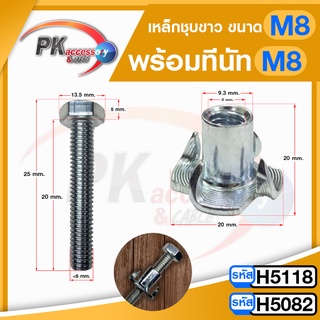 T Nut ทีนัท M8x20 + น็อต พุกเกลียวฝังไม้ ใช้สกรูเกลียวมิล น้อตตัวเมียฝังสกรูน๊อคดาวน์ ประกอบโต๊ะตู้ M8