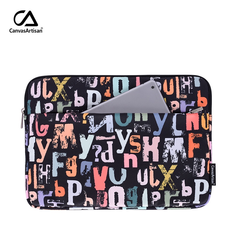 CanvasArtisan กระเป๋าแล็ปท็อปพิมพ์ลายตัวอักษรกันน้ําสําหรับ Air Pro Acer Dell 11/12/13/14/15 นิ้ว