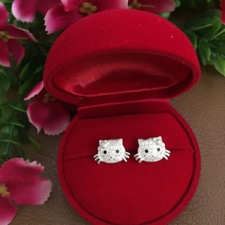 Hello kitty stud earring Kids earring 92.5% silver