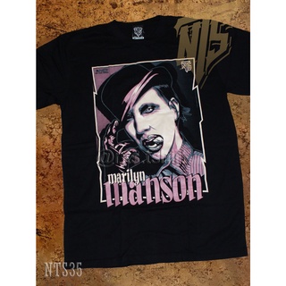 เสื้อยืดผ้าฝ้ายพรีเมี่ยม NTS 35 Marilyn Manson ROCK เสื้อยืด เสื้อวง เสื้อดำ สกรีนลายอย่างดี ผ้าหนานุ่ม ไม่หดไม่ย้วย NTS