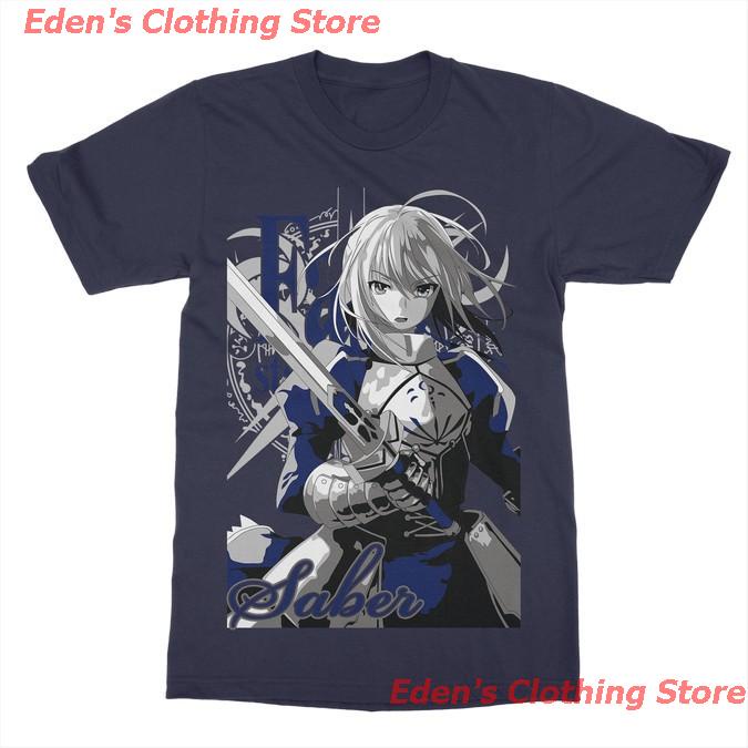 เสื้อยืดคอกลมEden's Clothing Store Fate เสื้อยืดลายการ์ตูนอนิเมะ Fate Stay Night Saber - เสื้อผ้าไก่ เสื้อยืดอนิเมะญี่ปุ