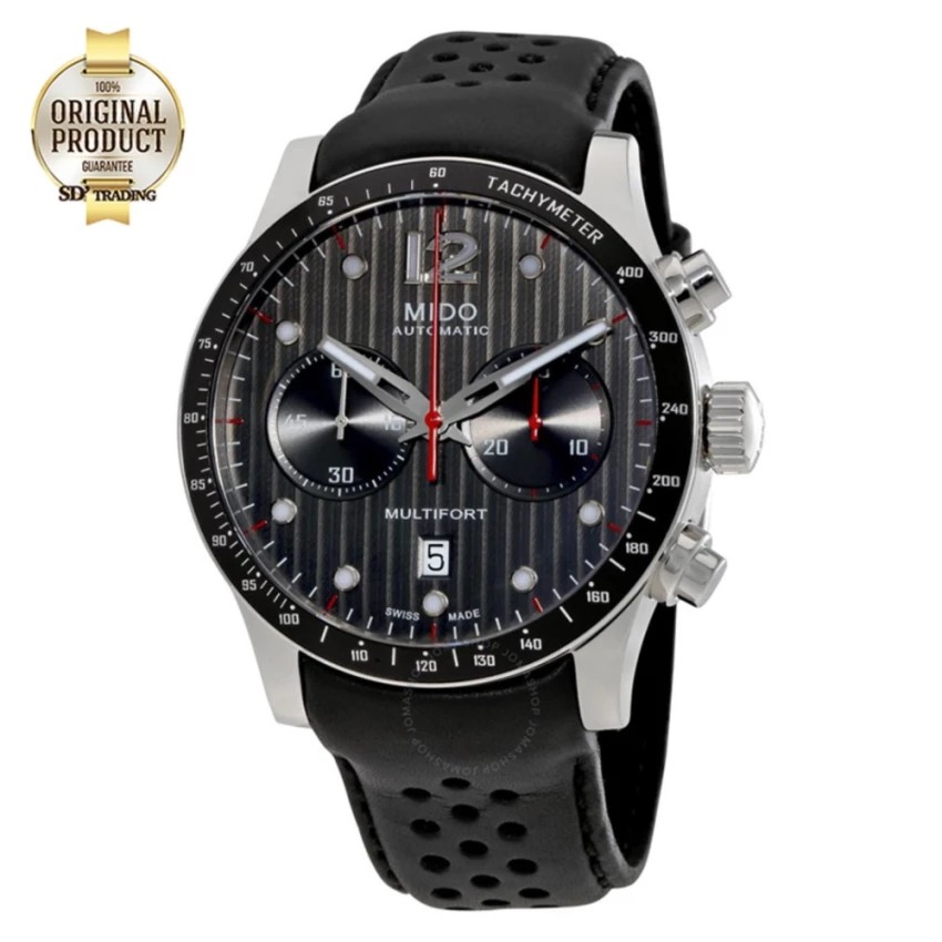 MIDO MULTIFORT Chronograph Automatic Mens Watch M025.627.16.061.00​​​​​​​ - Silver/Brown-Black