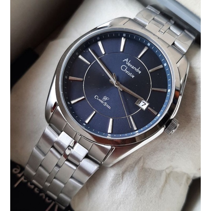 Alexandre Christie นาฬิกาข้อมือ สีฟ้า สีเงิน สําหรับผู้ชาย