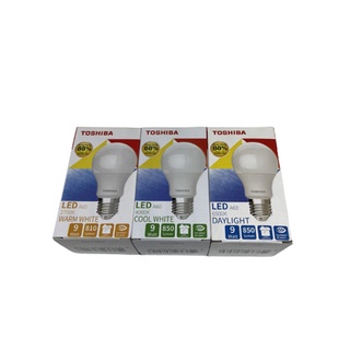 Toshiba โตชิบา  หลอดไฟ LED A60 Bulb 9 วัตต์ GEN 7 ขั้ว E27  มีระบบป้องกันฟ้าผ่า มี 3 สี