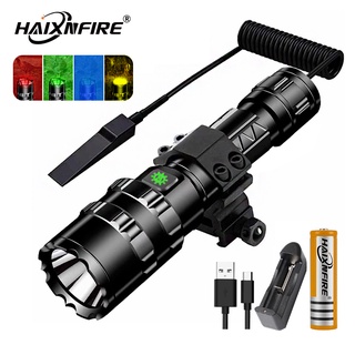 Haixnfire G100 ไฟฉาย LED สีแดง สีเขียว สีเหลือง สีฟ้า แบบชาร์จไฟได้ สําหรับตั้งแคมป์กลางแจ้ง