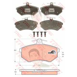GDB1048 ผ้าเบรค-หน้า(TRW) (เนื้อผ้า COTEC) VW PASSAT 2.0 95-97