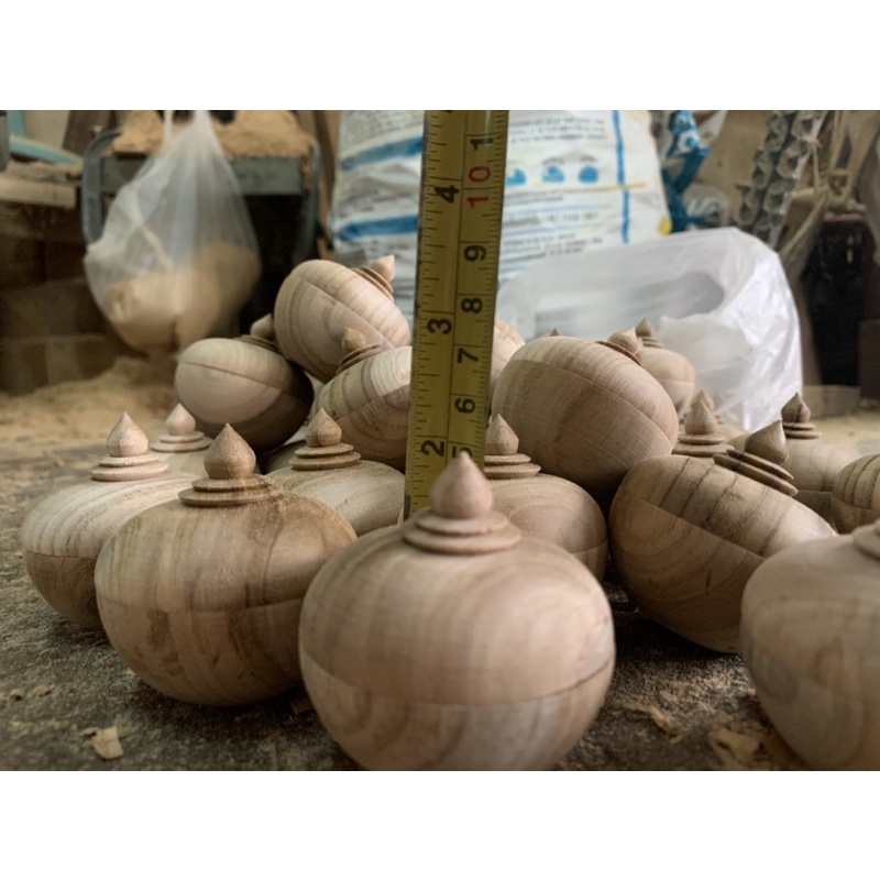ผอบแหลม5cm ตลับไม้ ตลับสีผึ้ง ใส่พระธาตุ  ผอบไม้ กระปุกสีผึ้ง  วัตถุทงคล ไม้สักกว้าง 5 cm ทรงยอดแหลม