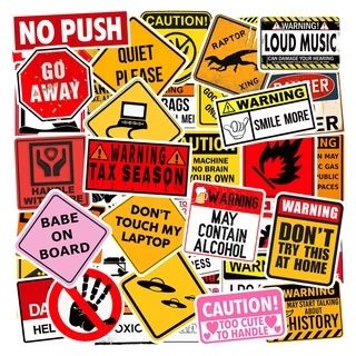 ติกเกอร์คำเตือนต่างๆ สำหรับติดตกแต่ง Warning JAPAN logo sticker จูราสสิค พาร์ค Jurassic Park 50pcs
