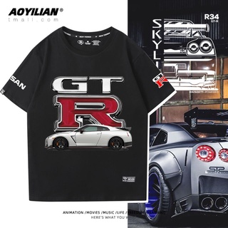 ขายดี!Nissan Nissan เสื้อยืด GTR Ares R35R34 ดัดแปลงทีมแขนสั้นผู้ชายและผู้หญิงครึ่งเสื้อผ้าทำงานสามารถปรับแต่งได้S-5XL