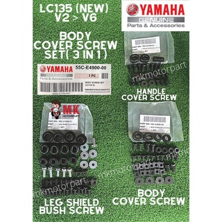 (55C) Yamaha LC135 ใหม่ ( v2 &gt; v6 ) ชุดสกรูฝาครอบตัวถัง แบบเต็ม ( 3 IN 1 ) 3 แพ็ค LC2 v2 v3 v4 v5 v6