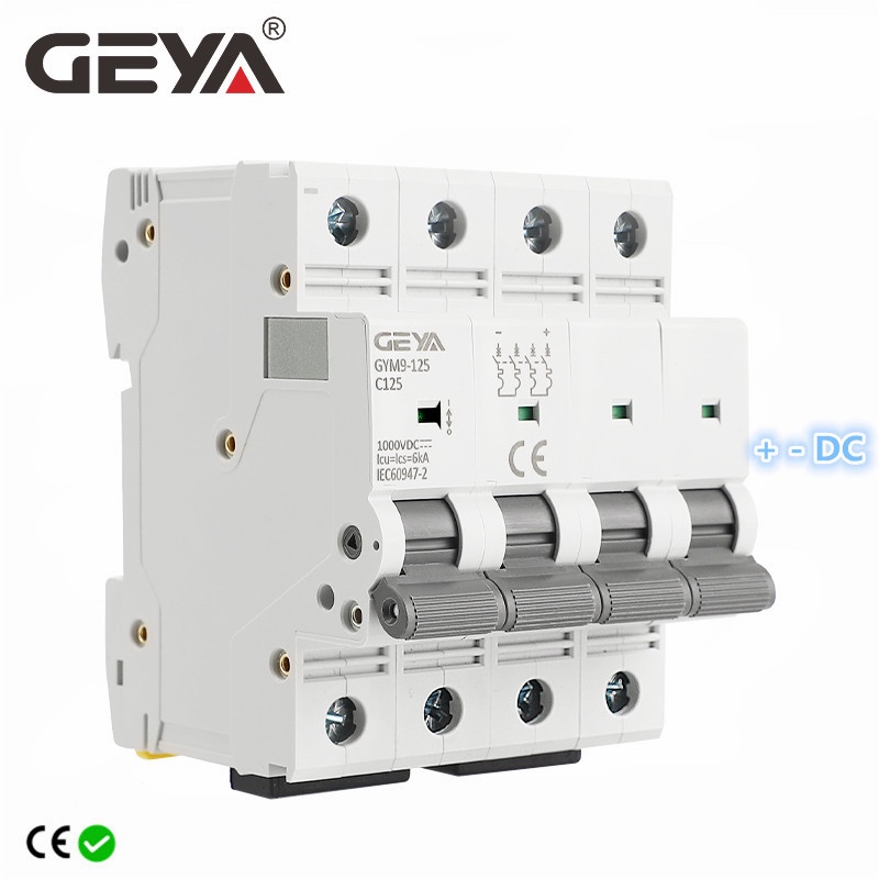 Free Shipping GEYA GYM9-125 DC MCB  80A 100A 125A 1000VDC Mini Circuit Breaker Din Rail 6KA Circuit Breaker DC