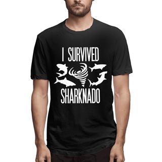 พร้อมส่ง เสื้อเชิ้ตคอกลม ผ้าฝ้ายแท้ พิมพ์ลาย I Survived Sharknado สไตล์เรโทร สําหรับเพื่อน KHkfli17PFpgdo44S-5XL