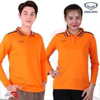 เสื้อโปโลผู้ชาย-หญิง คอปกแขนยาวสีส้ม grand sport 012590 012790  polyester S-3XL(4L)