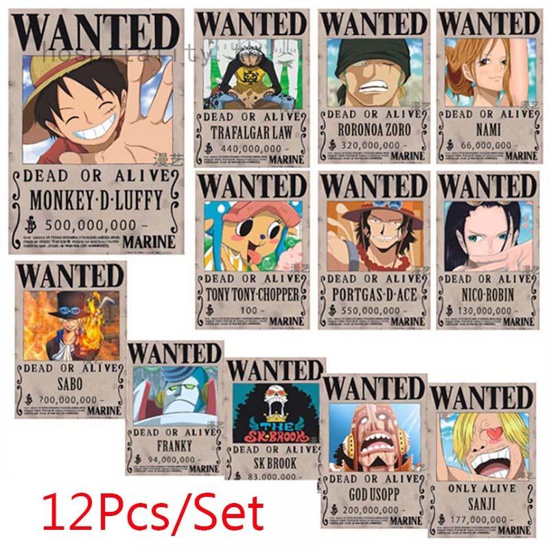 Straw Hat Pirates Set Luffy Ace Zoro Chopper Wanted Poster After Dressrosa KO Donquixote Doflamingo and D-ACE,LAW,SABO