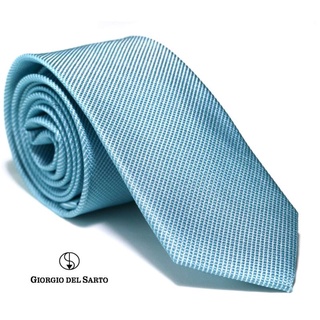 Giorgio Del Sarto Silk Necktie Size Slim Turquoise with Fabric Texture เนคไทผ้าไหมลายพื้นสีเทอร์คอยซ์มีเท็กเจอร์