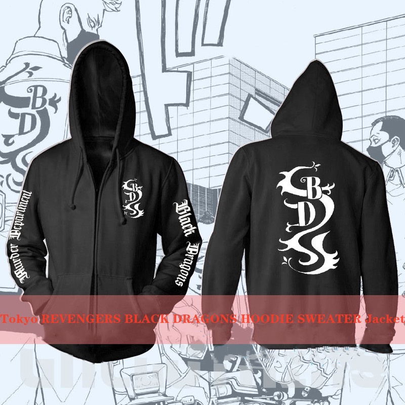 อะนิเมะ Tokyo Revengers Black Dragons 3D พิมพ์ Unisex เสื้อแขนยาว