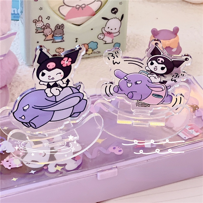 ตุ๊กตาม้าโยก Kuromi อะคริลิคใส ขนาดเล็ก สําหรับตกแต่งโต๊ะ ของขวัญนักเรียน