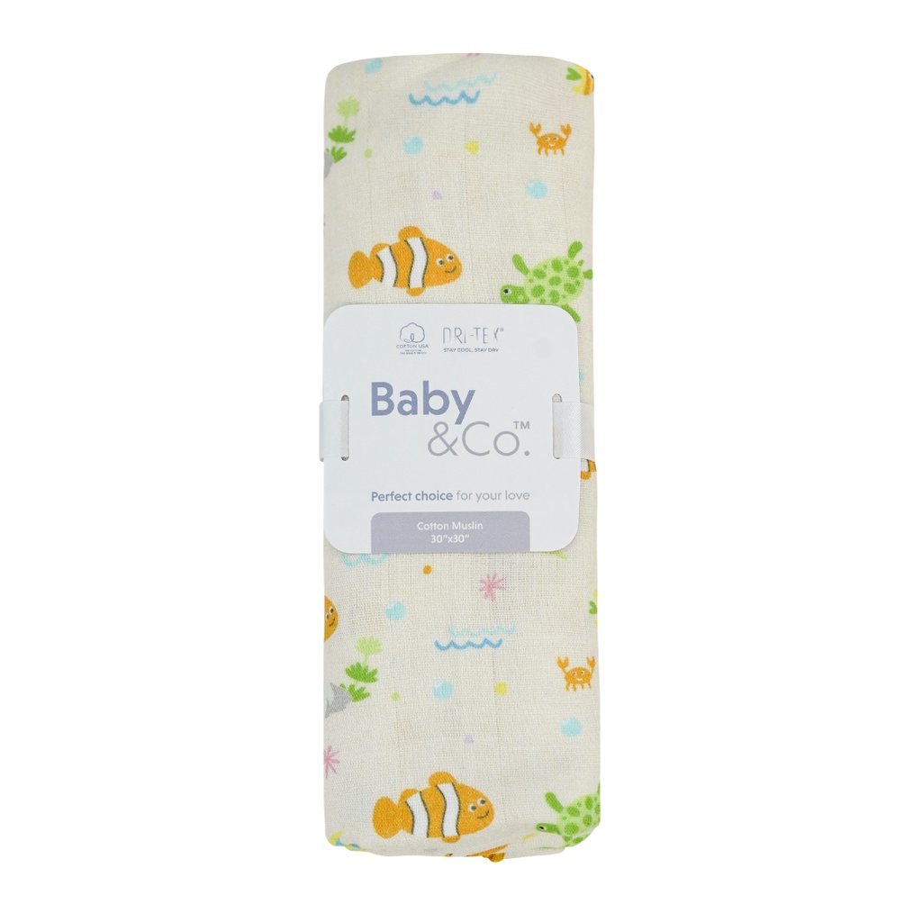 Baby & Co. (Under The Sea Collection) Nursing Cloth ผ้าอ้อมมัสลินคอตตอนขนาด 30" บรรจุ 1 ชิ้น