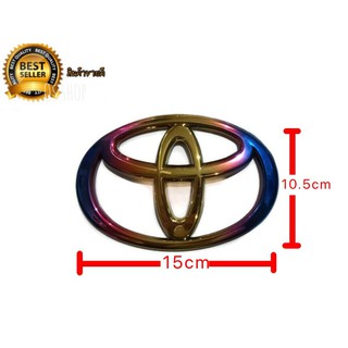 ป้ายโลโก้ toyota สีไทเททองขนาด 15  x 10.5cm มีกาวสองหน้าแปะด้านหลังสำหรับ Yaris เก่า Toyota Commuter**ราคาถูกที่สุด**