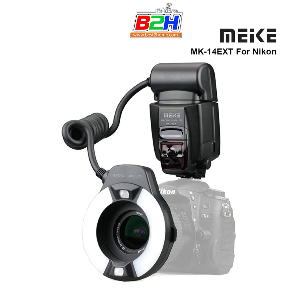 Meike MK-14EXT ITTL Macro Ring Flash – For Nikon DSLR – LED Light – AF Assist – Carry Case Included