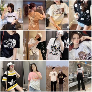 เสื้อยืดแบรนด์ เสื้อยืดแฟชั่น เสื้อใส่อยู่บ้าน ผ้าคอตตอนผสม ไม่หนามากเหมาะใส่หน้าร้อน