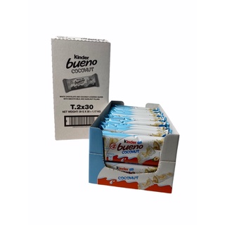 KINDER BUENO COCONUT T2x30 net weight 39g นำเข้าจากมาเลเซีย 1กล่อง/บรรจุ 30 ชิ้น ราคาส่ง ยกลัง สินค้าพร้อมส่ง!!