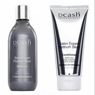 ☂️แพ็คคู่ แชมพู+ครีมนวด ดีแคช Dcash keratin silver shampoo 250ml + condition 150ml ผสมเคราติน รักษาสีผม สีเทา