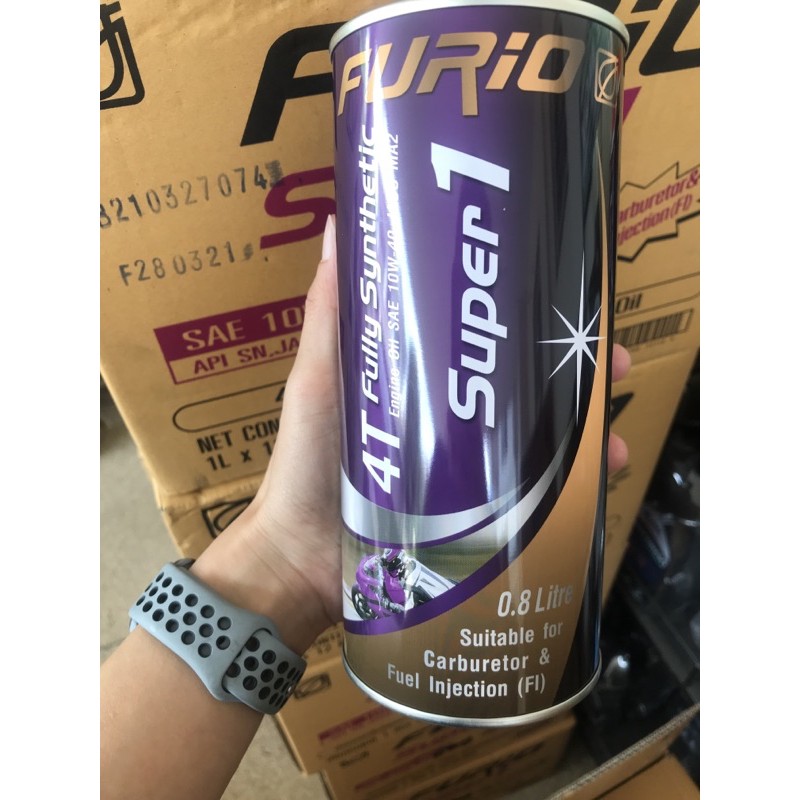 น้ำมันเครื่องรถจักรยานยนต์ Furio 4T fully synthetic Super 1 สังเคราะห์ 100% SAE 10w/40 JASO MA2 ขนาด 0.8 ลิตร