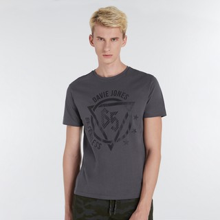 DAVIE JONES เสื้อยืด สีเทา พิมพ์ลาย DAVIE JONES 65 Printed T-Shirt