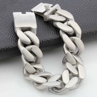 หนักขนาดใหญ่สีเงิน Cuban Curb Casting Link Chain สร้อยข้อมือ 316L สแตนเลส Cool Men กําไลข้อมือเครื่องประดับ 20 มม.
